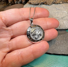 Load image into Gallery viewer, Eye of Horus Necklace, Egyptian Eye Pendant, Mystical Amulet, Egyptian Symbol, Pagan Jewelry, Cancer Survivor Gift, Recovery Gift
