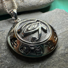 Load image into Gallery viewer, Eye of Horus Necklace, Egyptian Eye Pendant, Mystical Amulet, Egyptian Symbol, Pagan Jewelry, Cancer Survivor Gift, Recovery Gift
