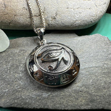 Load image into Gallery viewer, Eye of Horus Necklace, Egyptian Eye Pendant, Mystical Amulet, Egyptian Symbol, Pagan Jewelry, Cancer Survivor Gift, Recovery Gift
