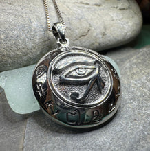 Load image into Gallery viewer, Eye of Horus Necklace, Egyptian Eye Pendant, Mystical Amulet, Egyptian Symbol, Pagan Jewelry, Cancer Survivor Gift, Recovery Gift
