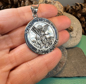 Saint Michael Pendant, Guardian Angel Necklace, Men's Jewelry, Religious Jewelry, Catholic Gift, Christian Gift, Confirmation Gift, Police