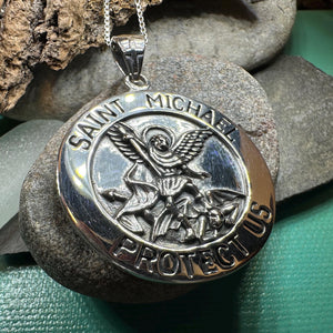 Saint Michael Pendant, Guardian Angel Necklace, Men's Jewelry, Religious Jewelry, Catholic Gift, Christian Gift, Confirmation Gift, Police