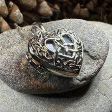 Load image into Gallery viewer, Trinity Knot Locket Necklace, Celtic Heart Pendant, Irish Jewerly, Celtic Jewelry, Anniversary Gift, Locket Necklace, Wiccan Jewelry
