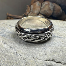 Load image into Gallery viewer, Celtic Ring, Irish Wedding Ring, Silver Scottish Ring, Large Irish Ring, Promise Ring, Anniversary Gift, Wedding Band, Spinner Ring
