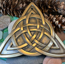 Load image into Gallery viewer, Triquetra Wall Art, Ireland Gift, Ceramic Wall Plaque, New Home Gift, New Bride Gift, Irish Gift, Irish Decor, Trinity Knot Wall Plaque
