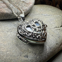 Load image into Gallery viewer, Trinity Knot Locket Necklace, Celtic Heart Pendant, Irish Jewerly, Celtic Jewelry, Anniversary Gift, Locket Necklace, Wiccan Jewelry
