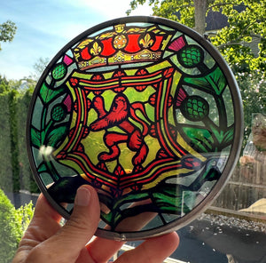 Scottish Lion Wall Decor, Celtic Thistle Gift, Scotland Stained Glass, New Home Gift, Celtic Wedding Gift, Anniversary Gift, Suncatcher