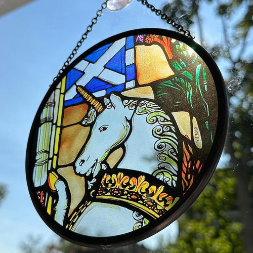 Scottish Unicorn Wall Decor, Scottish Flag Gift, Scotland Stained Glass, New Home Gift, Wedding Gift, Anniversary Gift, St. Giles Suncatcher