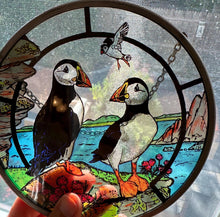 Load image into Gallery viewer, Scottish Puffin Wall Decor, Scotland Gift, Stained Glass Celtic Gift, New Home Gift, Scottish Wedding Gift, Scottish Sea Bird, Puffin Lover
