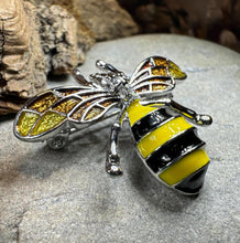 Load image into Gallery viewer, Bee Brooch, Nature Jewelry, Celtic Jewelry, Anniversary Gift, Outlander Jewelry, Insect Jewelry, Honey Bee Jewelry, Bumble Bee Pewter Pin
