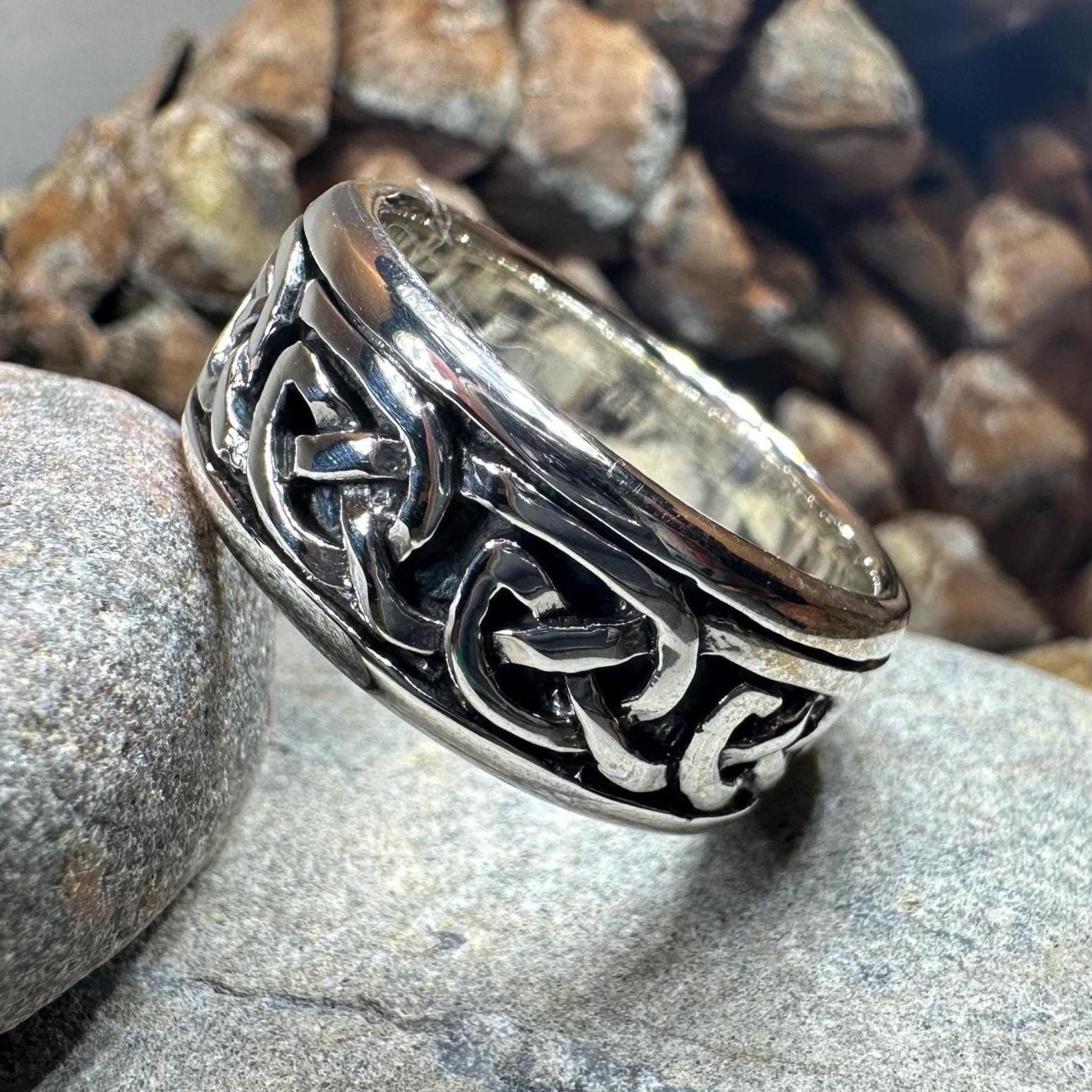 Sterling silver wide shops Celtic ring