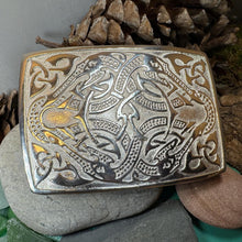 Load image into Gallery viewer, Celtic Viking Kilt Belt Buckle, Scottish Belt Buckle, Pewter Buckle, Large Belt Buckle, Men&#39;s Celtic Gift, Irish Gift, Celtic Knot Buckle
