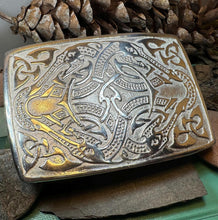 Load image into Gallery viewer, Celtic Viking Kilt Belt Buckle, Scottish Belt Buckle, Pewter Buckle, Large Belt Buckle, Men&#39;s Celtic Gift, Irish Gift, Celtic Knot Buckle
