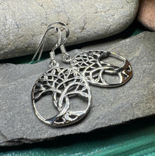 Load image into Gallery viewer, Tree of Life Earrings, Celtic Jewelry, Irish Jewelry, Silver Dangle Earrings, Anniversary Gift, Mom Gift, Scottish Jewelry, Wiccan Gift
