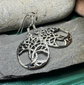 Tree of Life Earrings, Celtic Jewelry, Irish Jewelry, Silver Dangle Earrings, Anniversary Gift, Mom Gift, Scottish Jewelry, Wiccan Gift