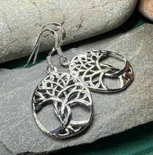 Load image into Gallery viewer, Tree of Life Earrings, Celtic Jewelry, Irish Jewelry, Silver Dangle Earrings, Anniversary Gift, Mom Gift, Scottish Jewelry, Wiccan Gift
