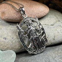 Load image into Gallery viewer, Hecate Wheel Necklace, Irish Jewelry, Celtic Jewelry, Pagan Gift, Key Pendant, Wiccan Jewelry, Goddess Jewelry, Witch Gift, Gothic Jewelry
