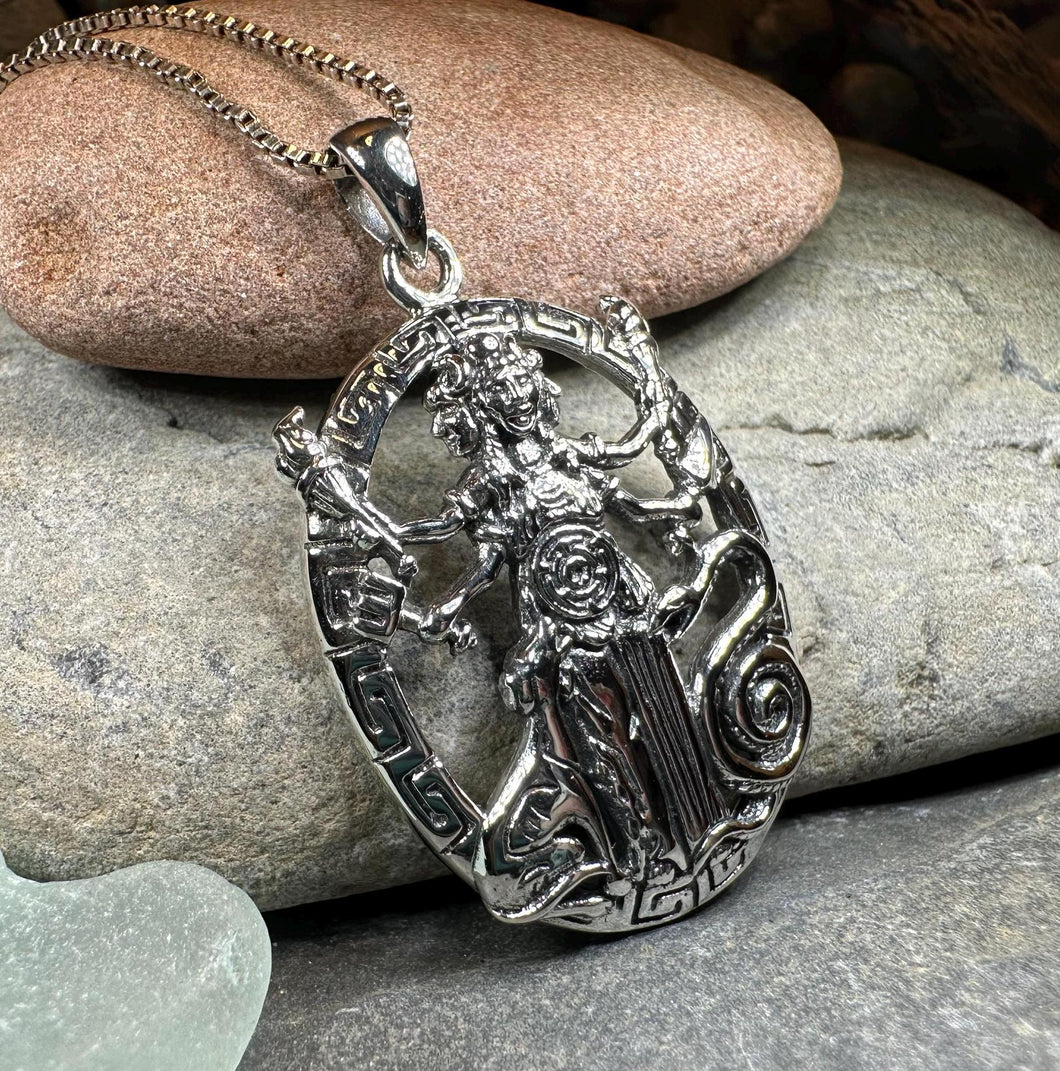 Hecate Wheel Necklace, Irish Jewelry, Celtic Jewelry, Pagan Gift, Key Pendant, Wiccan Jewelry, Goddess Jewelry, Witch Gift, Gothic Jewelry