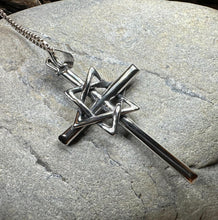 Load image into Gallery viewer, Star of David Cross Necklace, Cross Jewelry, Israel Support Gift, Anniversary Gift, Christian Gift, Religious Jewelry, Jewish Star Cross
