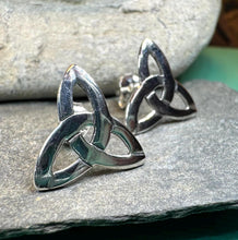 Load image into Gallery viewer, Celtic Knot Earrings, Irish Jewelry, Celtic Jewelry, Trinity Knot Post Earrings, Norse Jewelry, Triquetra Stud Earrings, Ireland Earrings
