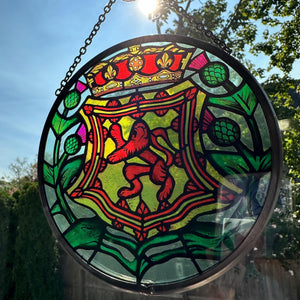 Scottish Lion Wall Decor, Celtic Thistle Gift, Scotland Stained Glass, New Home Gift, Celtic Wedding Gift, Anniversary Gift, Suncatcher