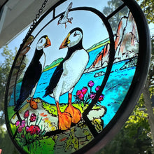 Load image into Gallery viewer, Scottish Puffin Wall Decor, Scotland Gift, Stained Glass Celtic Gift, New Home Gift, Scottish Wedding Gift, Scottish Sea Bird, Puffin Lover
