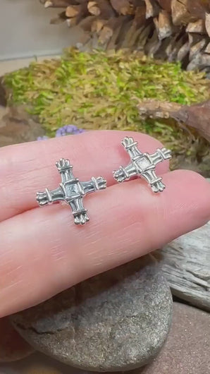 Saint Brigid's Cross Earrings, Irish Jewelry, Celtic Cross Stud Earrings, Ireland Gift, Saint Brigit, Wiccan Jewelry, Irish Cross Jewelry