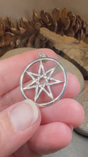 Load and play video in Gallery viewer, Elven Star Necklace, Seven Pointed Star Necklace, Celestial Pendant, Wiccan Jewelry, Witch Pendant, Pagan Jewelry, Oak Leaf, Mystical
