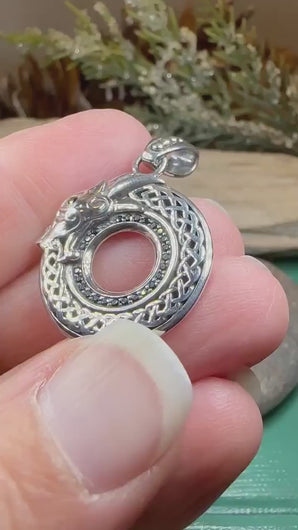 Celtic Dragon Necklace, Silver Celtic Pendant, Scottish Jewelry, Scotland Pendant, Celtic Knot Jewelry, Norse Jewelry, Men's Viking Jewelry