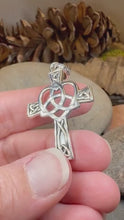 Load and play video in Gallery viewer, Celtic Cross Necklace, Irish Jewelry, Celtic Heart Pendant, Trinity Knot Pendant, Scotland Jewelry, First Communion Gift, Confirmation Gift
