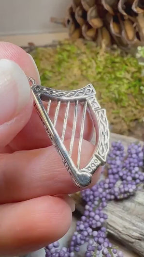 Harp Necklace, Irish Jewelry, Celtic Jewelry, Ireland Gift, Mom Gift, Girlfriend Gift, Celtic Knot Jewelry, Musical Instrument Necklace