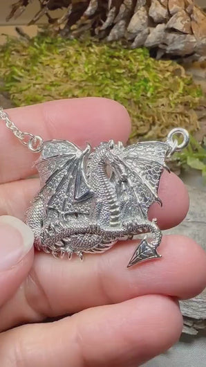 Dragon Necklace, Gothic Jewelry, Pagan Jewelry, Fantasy Necklace, Wiccan Jewelry, Celtic Dragon Pendant, Pagan Jewelry, Medieval Gift