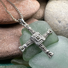 Load image into Gallery viewer, Marcasite Saint Brigid&#39;s Cross Necklace
