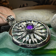 Load image into Gallery viewer, Celtic Compass Amethyst Necklace
