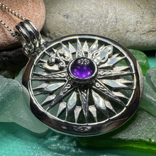 Load image into Gallery viewer, Celtic Compass Amethyst Necklace
