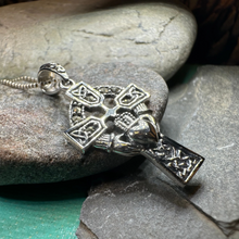 Load image into Gallery viewer, Marcasite Claddagh Cross Necklace
