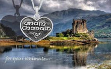 Load image into Gallery viewer, Celtic Love Necklace, Gaelic Jewelry, Scotland Jewelry, Soul Mate Pendant, Girlfriend Gift, Wife Gift, Anniversary Gift, Anam Charaid Gift
