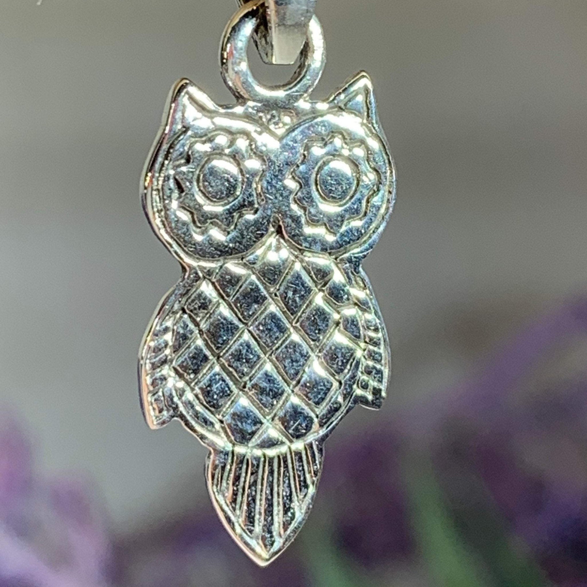 Silver Greek Athena Owl Coin Necklace