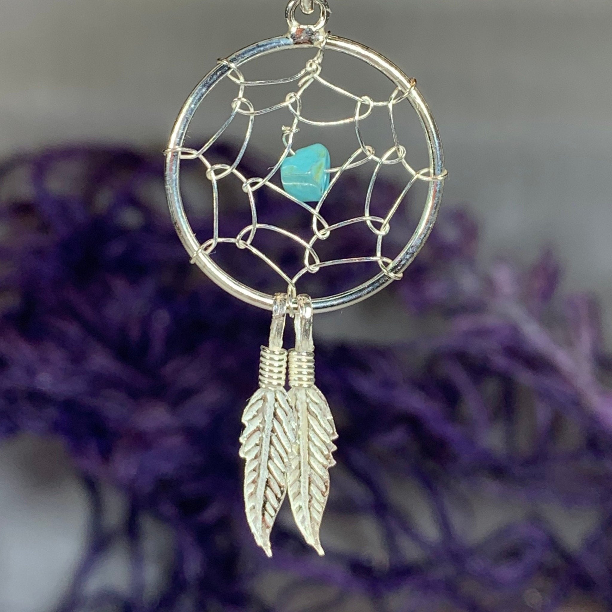Turquoise Dreamcatcher Necklace – Celtic Crystal Design Jewelry