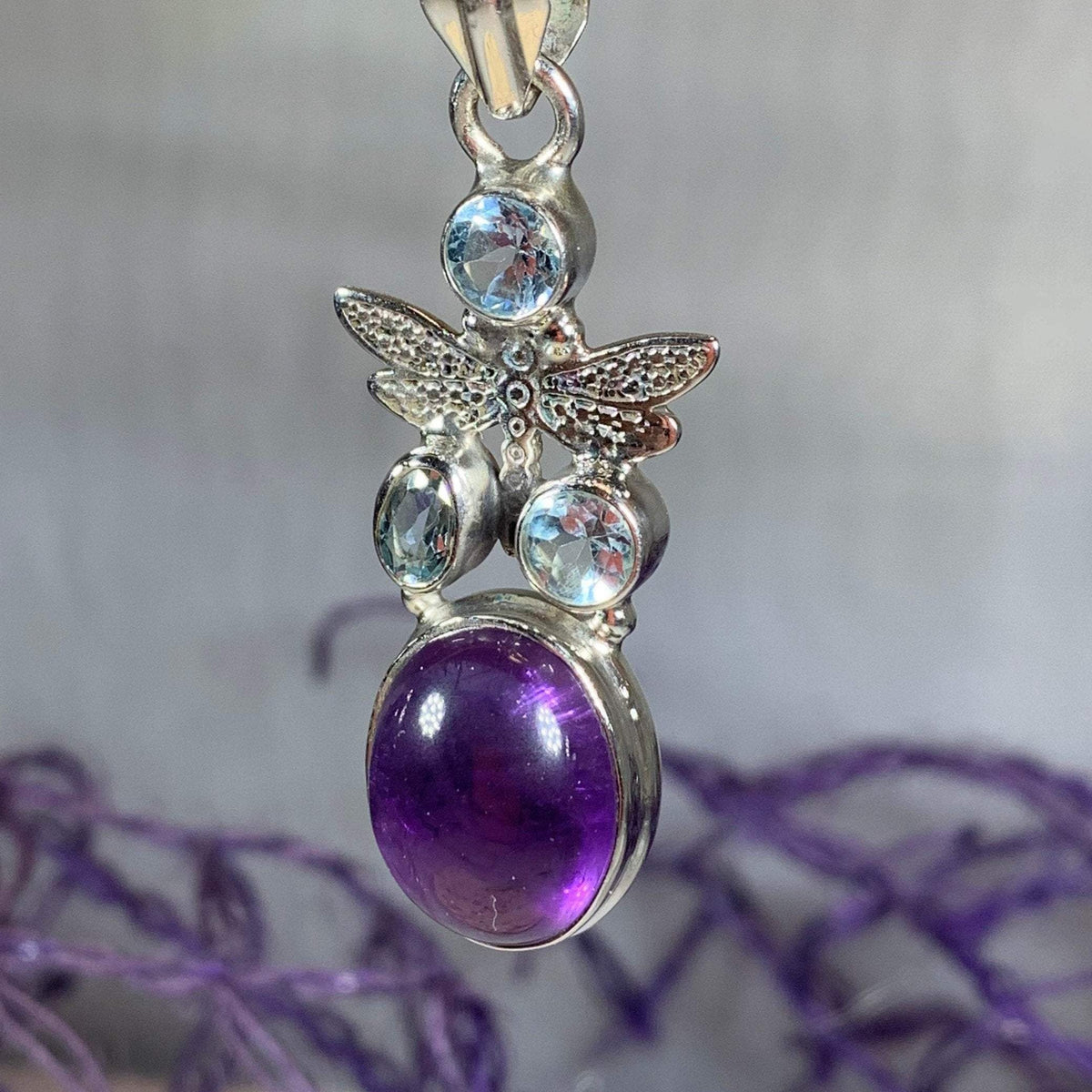 Amethyst Dragonfly Necklace – Celtic Crystal Design Jewelry