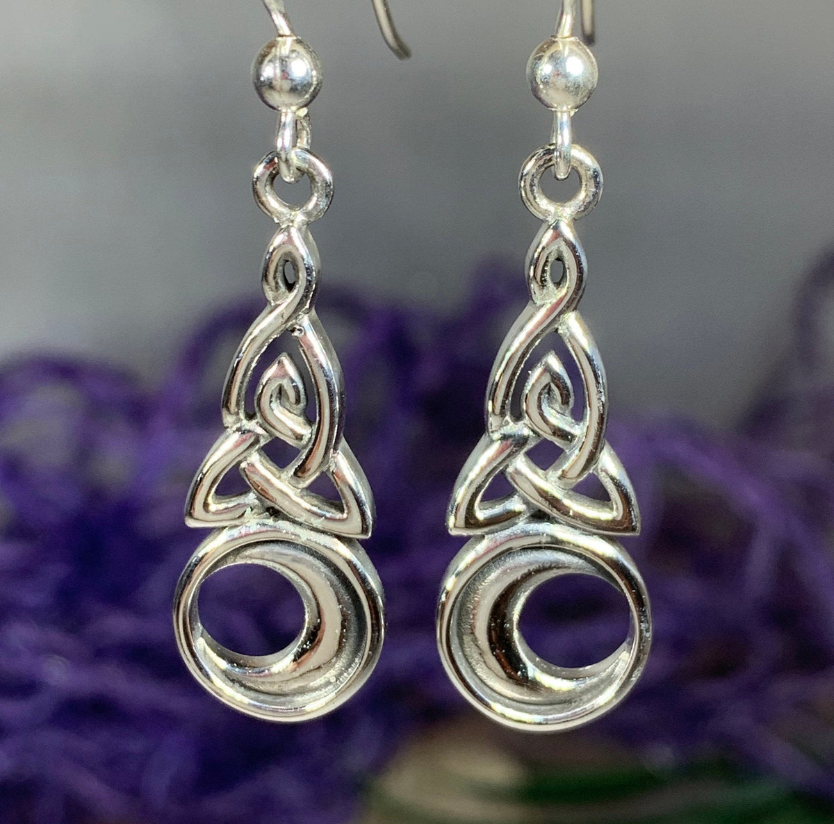 Celtic Knot Moon Earrings – Celtic Crystal Design Jewelry