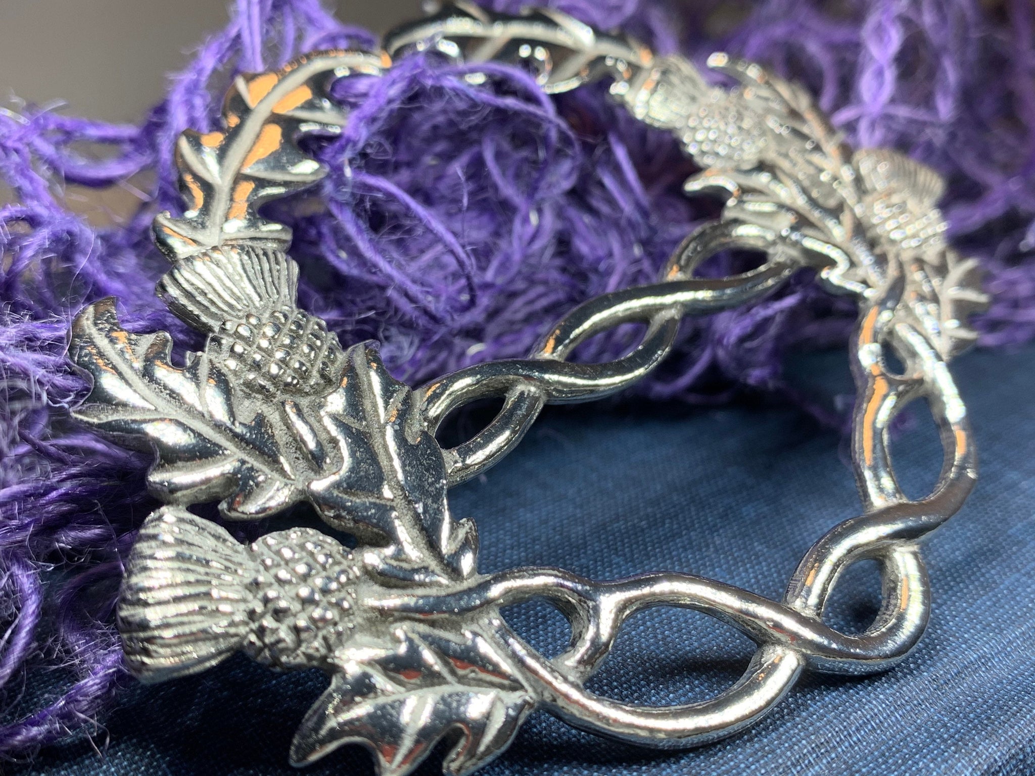 Celtic Crystal Design Jewelry Thistle Scarf Ring