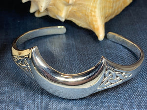 Moon Bracelet, Celtic Jewelry, Irish Jewelry, Crescent Moon Jewelry, Celestial Jewelry, Viking Jewelry, Bangle Bracelet, Cuff Bracelet