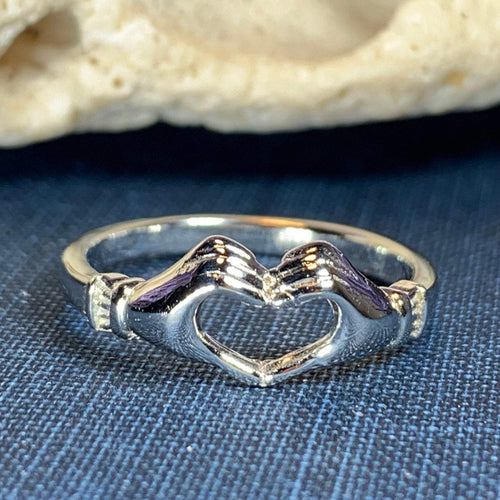 Traditional Irish Claddagh ring symbolizing love, loyalty and friendship. Sterling silver Irish jewelry Celtic Crystal Designs