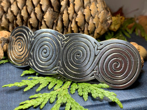 Celtic Spiral Hair Clip, Celtic Barrette, Irish Jewelry, Pagan Jewelry, Friendship Gift, Wiccan Jewelry, Norse Jewelry, Pewter Barrette