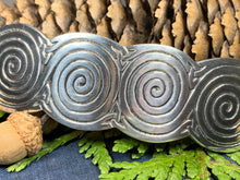 Load image into Gallery viewer, Celtic Spiral Hair Clip, Celtic Barrette, Irish Jewelry, Pagan Jewelry, Friendship Gift, Wiccan Jewelry, Norse Jewelry, Pewter Barrette
