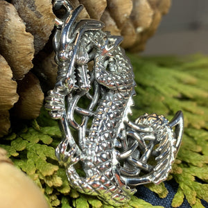 Dragon Moon Necklace, Celtic Jewelry, Pagan Jewelry, Gothic Necklace, Wiccan Jewelry, Welsh Dragon Pendant, Pagan Jewelry, Wales Jewelry