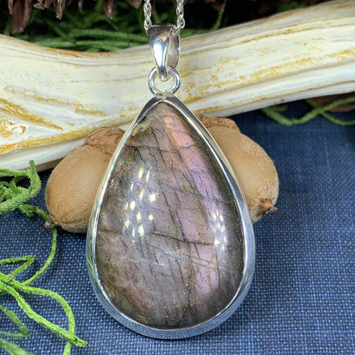 Celtic Night Necklace, Purple Labradorite Pendant, Celtic Jewelry, Anniversary Gift, Wiccan Jewelry, Mom Gift, Wife Gift, Sister Gift