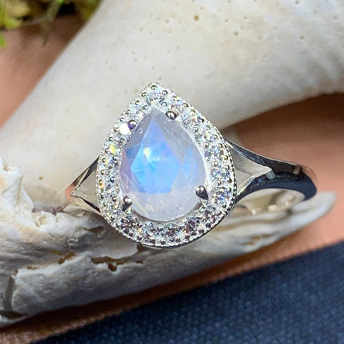 Moonstone Ring, Promise Ring, Engagement Ring, Anniversary Gift, Wiccan Jewelry, Cocktail Ring, Mom Gift, Wife Gift, Boho Statement Ring