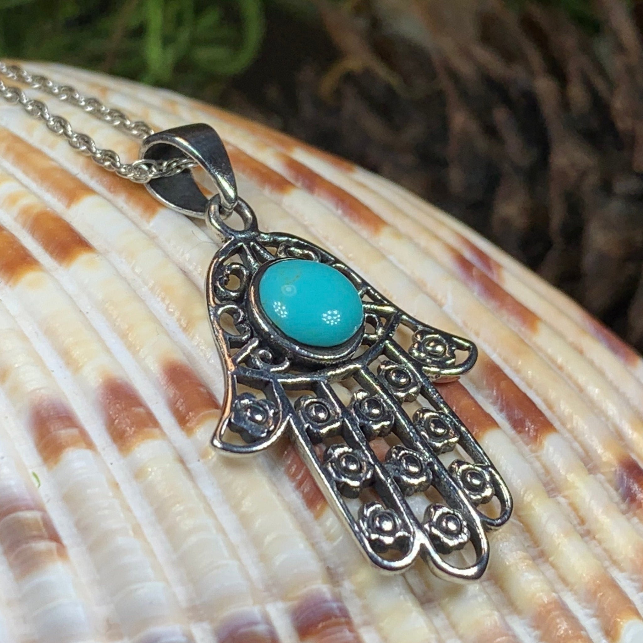 Benevolent Hamsa Hand Necklace – Celtic Crystal Design Jewelry